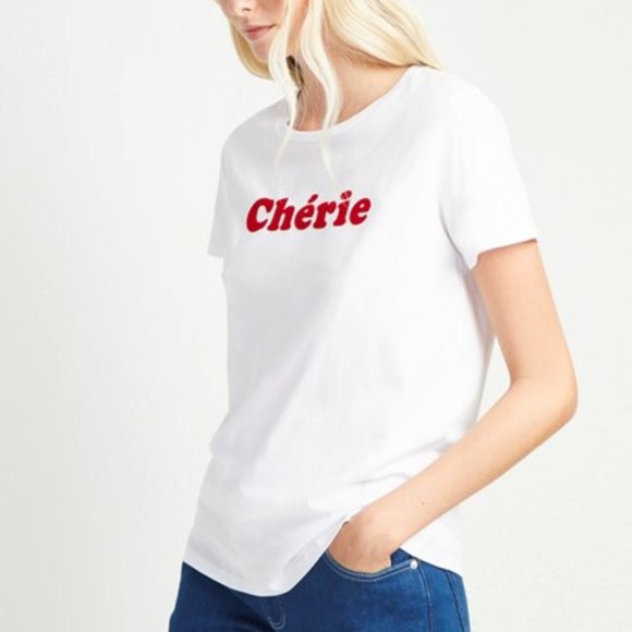 NWT FRENCH CONNECTION CHERIE SLOGAN T-SHIRT - Picture 3 of 9